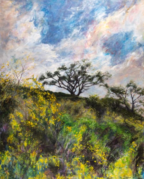 French Broom Offensive | Oil And Acrylic Painting in Paintings by Sally K. Smith. Item made of canvas works with contemporary & coastal style