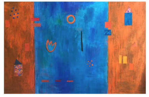 Orange Tulip, Blue Sky | Oil And Acrylic Painting in Paintings by Pam (Pamela) Smilow. Item made of canvas & synthetic