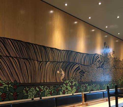 Starbucks Reserve Mural 2017 | Murals by Kris Goto | Starbucks in Honolulu. Item made of synthetic