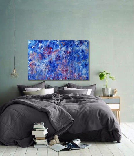 Rain over the blue forest | Oil And Acrylic Painting in Paintings by Elena Parau