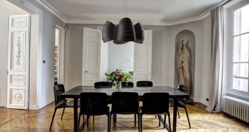 Herz Lighting Chandelier - Wood fixture with Four Domes & Overlapped Veneers | Chandeliers by Traum