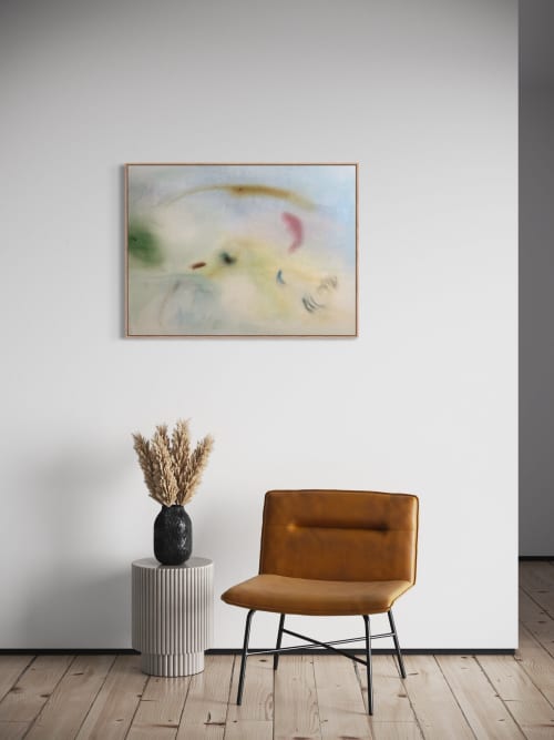 I Want To Be Alone With My Thoughts And You | Oil And Acrylic Painting in Paintings by Arlina Cai. Item composed of canvas compatible with boho and contemporary style