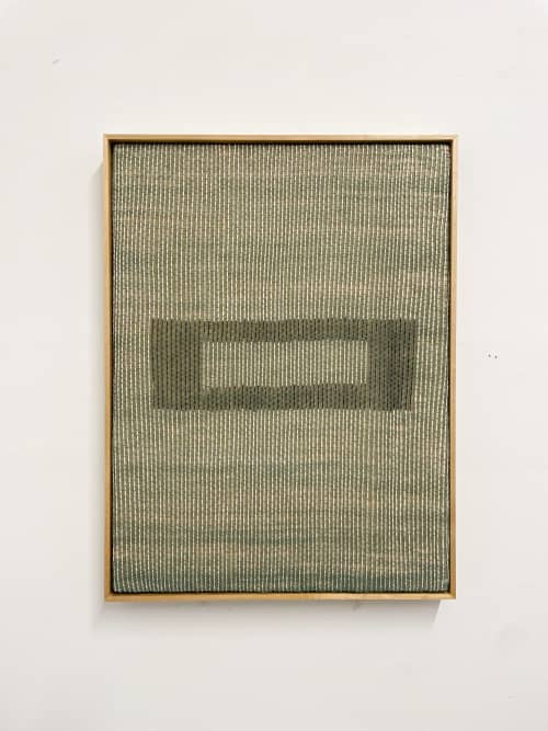 Green like Gold #1;  2023 Minimalist Woven Tapestry | Wall Hangings by Cheyenne Concepcion. Item made of maple wood with fiber works with minimalism & mid century modern style