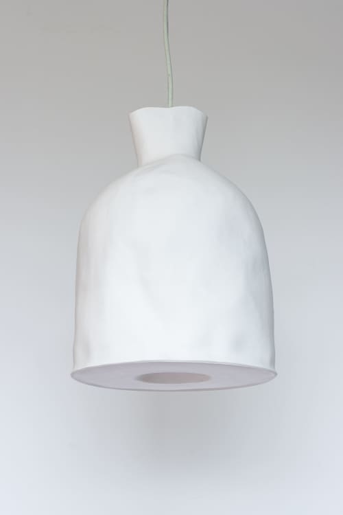 Porcelain Pendant Large with closed or opened bottom | Pendants by Bergontwerp. Item composed of fabric and ceramic