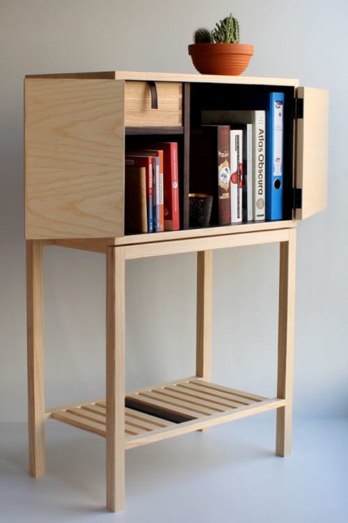 Ashwood cabinets - Landscape | Storage by Vanessa Horig | Amsterdam in Amsterdam. Item composed of wood and leather in minimalism or contemporary style