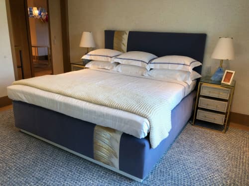 Wave | Bed Frame in Beds & Accessories by Le Studio Anthost. Item composed of wood and fabric