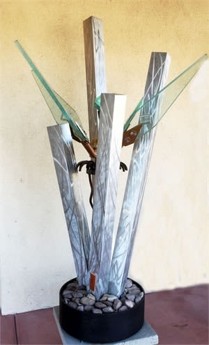 "Blossom" | Sculptures by Brian Schader | K Newby Gallery & Sculpture Garden in Tubac. Item composed of bronze and stone