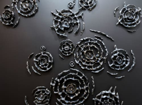 Ceramic Wall Sculpture, 55 Pieces Set, Platinum Finish | Sculptures by SevaCeramics | Mandalay Bay Convention Center in Las Vegas. Item made of ceramic