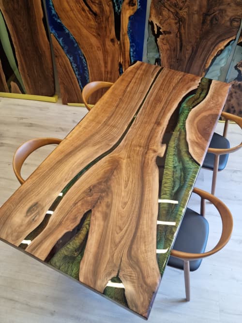 Walnut table, dining room table, epoxy dining room table | Dining Table in Tables by Brave Wood