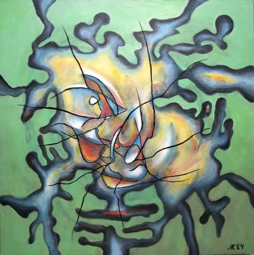 Undersea World: Beauty and Danger Beneath, acrylic | Oil And Acrylic Painting in Paintings by Lena Kolambet. Item composed of canvas in contemporary style