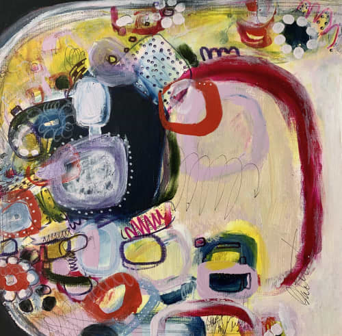 She Batted Her Eyes 🔴 1,2,3 times | Oil And Acrylic Painting in Paintings by Darlene Watson Abstract Artist. Item composed of paper & synthetic