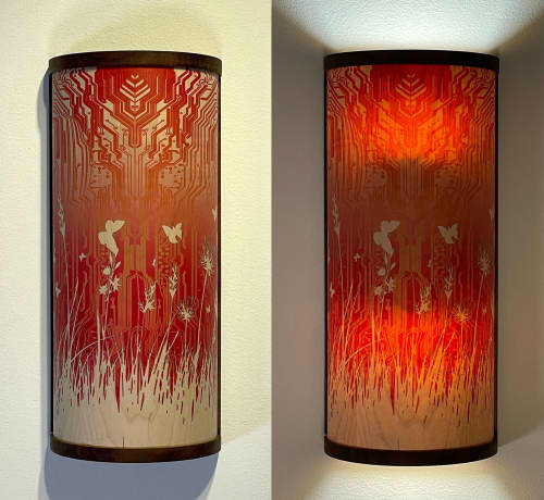 clear floral sconce | Sconces by Mad King Productions. Item made of maple wood works with eclectic & maximalism & art deco style