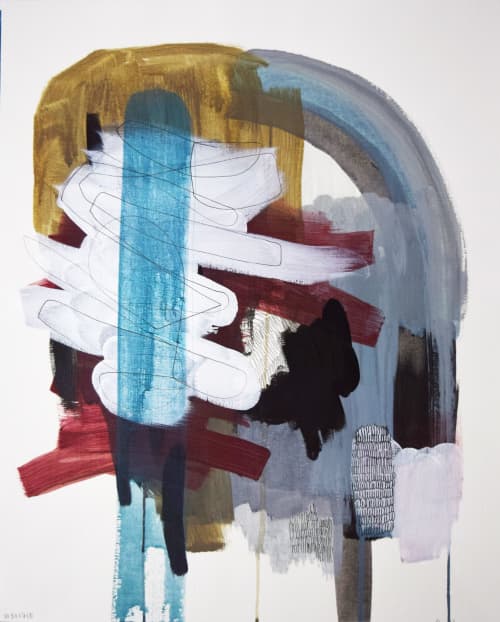 Numbered Work on Paper | Oil And Acrylic Painting in Paintings by Cat Huss. Item composed of canvas