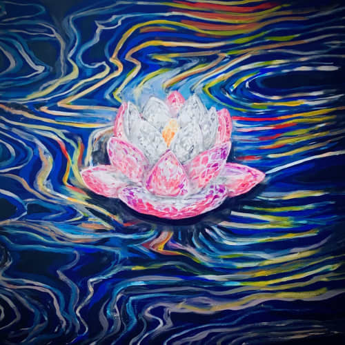 Lily | Paintings by Jomaireart. Item made of wood compatible with coastal and art deco style