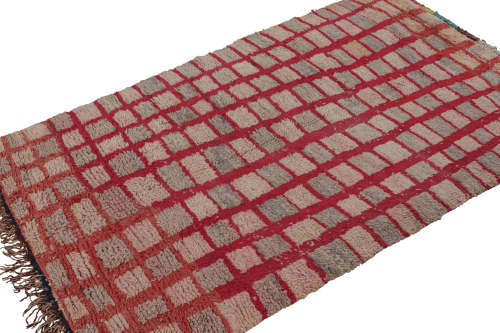 Vintage Moroccan Rug in Pink and Red Geometric Patterns | Area Rug in Rugs by Rug and Kilim