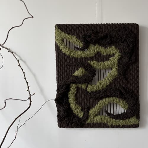 Wall Tapestry Contour | Wall Hangings by Yulia Tishchenko. Item composed of wood and cotton in minimalism or contemporary style
