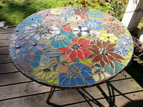 Mosaic Table | Coffee Table in Tables by Connie Glover Pottery. Item composed of metal and ceramic
