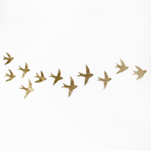 Flock - Swallows Gold Set of 11 | Art & Wall Decor by Elizabeth Prince Ceramics
