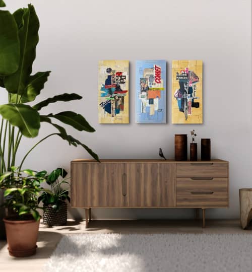 Chaos Theory Triptych | Mixed Media by Glen Gauthier. Item composed of wood and paper