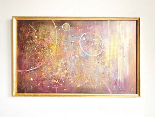 Gold Framed Metallic Rose Gold Wall Art | Oil And Acrylic Painting in Paintings by NAMYOONSOOART. Item composed of wood and synthetic