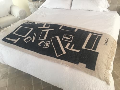 LIKE IT OR NOT: 2M LONG HANDWOVEN WOOL THROW $930 US Retail | Linens & Bedding by BLACK LINE CRAZY | Designed by artist Mary van de Wiel. Item composed of fabric and fiber