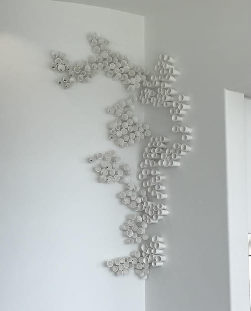 Ceramic Cup Wall Sculpture | Wall Hangings by Sarah Zarrabi. Item made of ceramic works with contemporary & coastal style