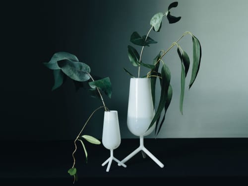 Milky White TRIPOD Glass Vase Set | Vases & Vessels by Maarten Baptist. Item made of glass works with contemporary & modern style