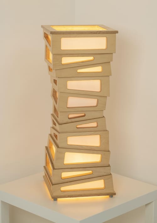 Hourglass Chaos Table Lamp | Lamps by Ashoke Chhabra. Item composed of wood and synthetic in modern style