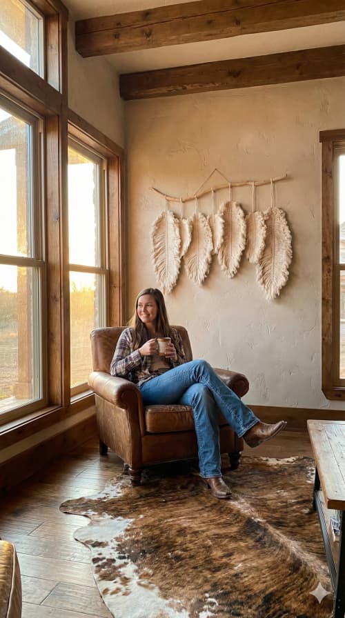 Neutral Shaggy Macrame Feathers/Leaves by Damla | Wescover Wall