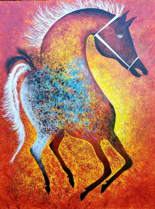 Landon's Fury | Oil And Acrylic Painting in Paintings by Liz Johnston. Item composed of canvas and synthetic
