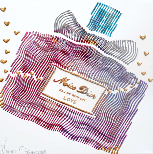 Miss Dior Love forever | Oil And Acrylic Painting in Paintings by Virginie SCHROEDER. Item made of canvas with synthetic works with minimalism & contemporary style
