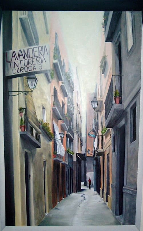 Barcelona street | Murals by Juan Diaz. Item made of synthetic