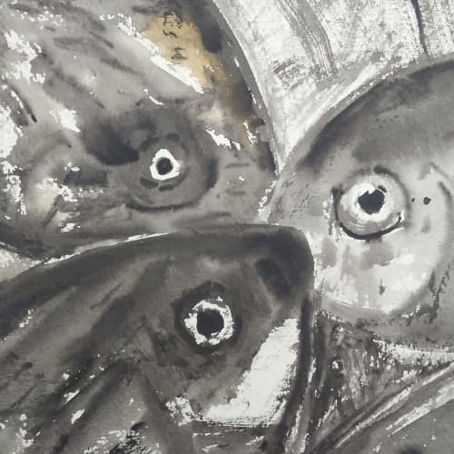 Fish Market 2 | Watercolor Painting in Paintings by Arttake. Item made of canvas & paper compatible with minimalism and contemporary style