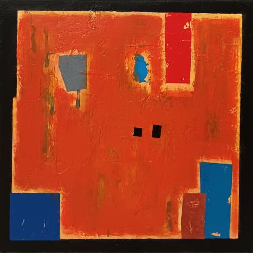 Orange in city | Oil And Acrylic Painting in Paintings by Luis Medina. Item made of canvas works with minimalism & contemporary style