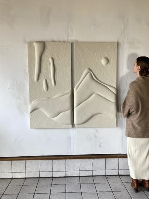 ‘Ruhe’ by Greyya Jay | Wall Sculpture in Wall Hangings by Greyya Jay. Item composed of wood and cement in minimalism or contemporary style
