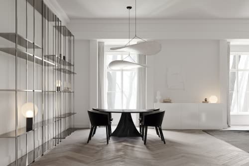 "Bianca" Round dining table in Black Marquina marble | Tables by Carcino Design. Item composed of marble compatible with minimalism and contemporary style