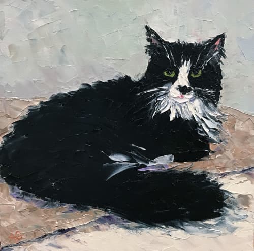 Mischa | Oil And Acrylic Painting in Paintings by Ann Gorbett Palette Knife Paintings. Item made of synthetic