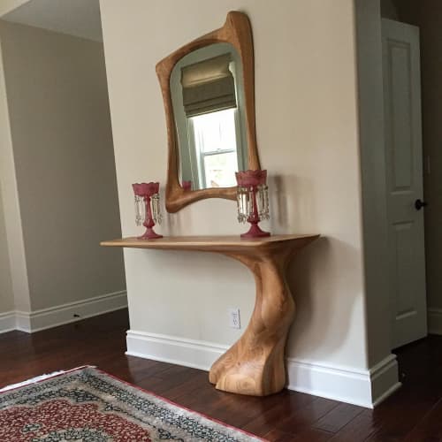 Frolic Console Table and Narcissism Mirror | Tables by Amorph. Item composed of wood