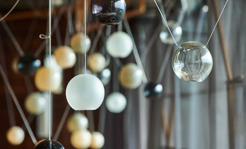 Penfolds Magill Estate Restaurant | Pendants by Emma Lashmar Art | Penfolds Magill Estate Restaurant in Adelaide. Item made of steel with glass