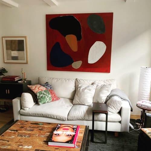 collage abstraction | Oil And Acrylic Painting in Paintings by sandi gehring. Item made of linen with paper