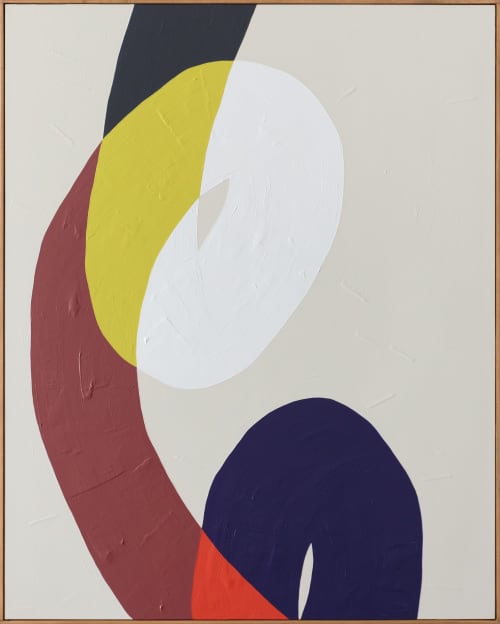 The Lift | Oil And Acrylic Painting in Paintings by Chi Fun Wong. Item made of wood works with minimalism & mid century modern style