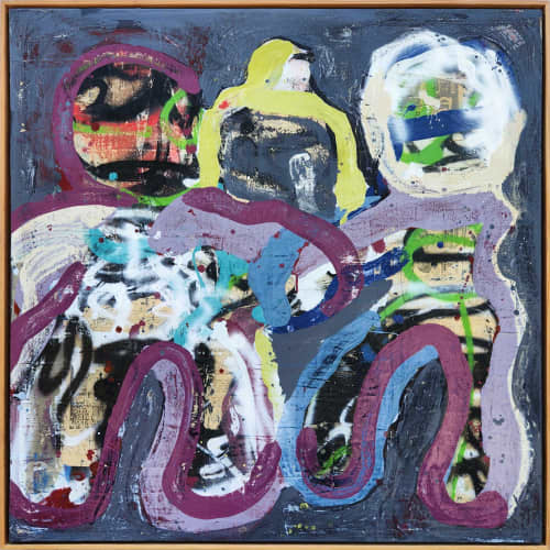 Public Campfire | Mixed Media in Paintings by Dale Voelker. Item made of canvas & paper compatible with contemporary and modern style