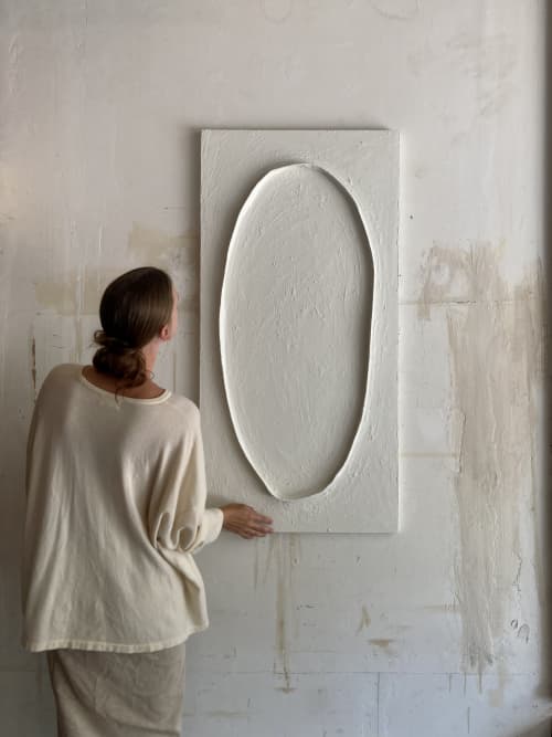 ‘Yore’ | Wall Sculpture in Wall Hangings by Greyya Jay. Item composed of oak wood and cement in minimalism or contemporary style