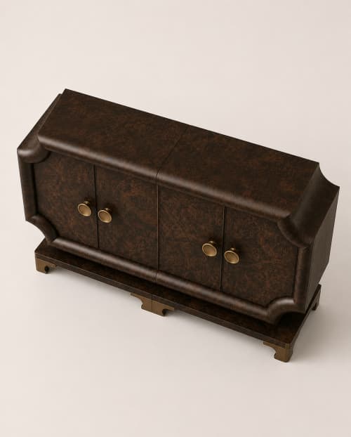 Kioto Burl Sideboard | Storage by INTERIOR VISUALS. Item made of wood with brass works with contemporary style