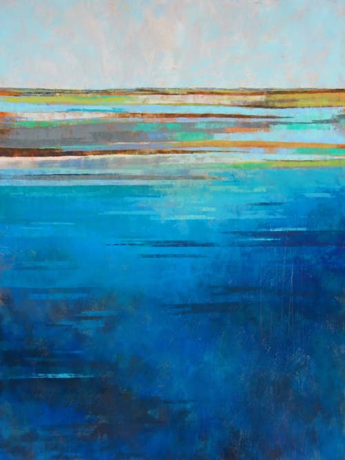 Blue Zones | Prints in Paintings by Victoria Primicias. Item made of wood & canvas compatible with contemporary and coastal style