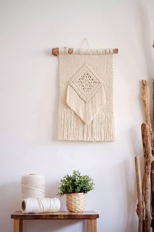 DIAMANTE | Contemporary Macrame Wall Hanging | Wall Hangings by Ana Salazar Atelier. Item composed of cotton compatible with boho and contemporary style