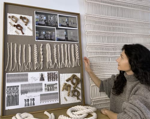 Made-To-Order Macrame Weaving Wall Hanging Rope Divider | Macrame Wall Hanging in Wall Hangings by MACRO MACRAME by Maeve Pacheco. Item made of oak wood with cotton works with contemporary & japandi style
