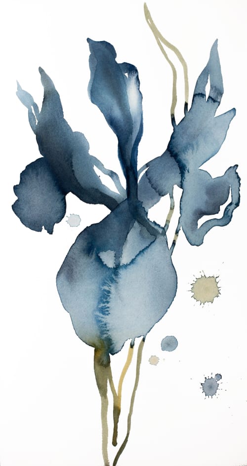 Iris No. 147 : Original Watercolor Painting | Paintings by Elizabeth Becker. Item composed of paper in minimalism or contemporary style