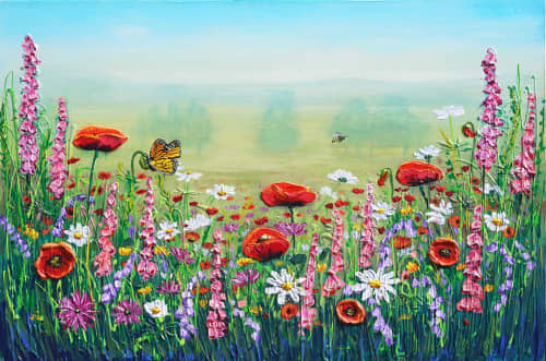 Summer's Bursting Bloom | Oil And Acrylic Painting in Paintings by DaggArt. Item composed of canvas in country & farmhouse style