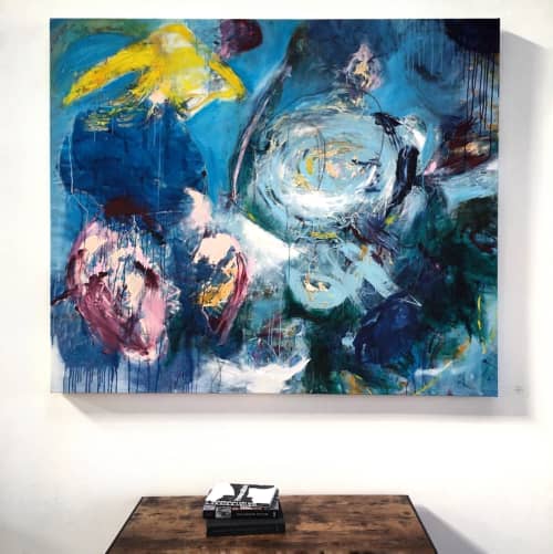 Untitled Blue | Oil And Acrylic Painting in Paintings by Elisa Gomez Art | The Midway in San Francisco. Item composed of canvas and synthetic in contemporary or modern style
